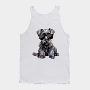 Giant Schnauzer Puppy Wearing Sunglasses Tank Top